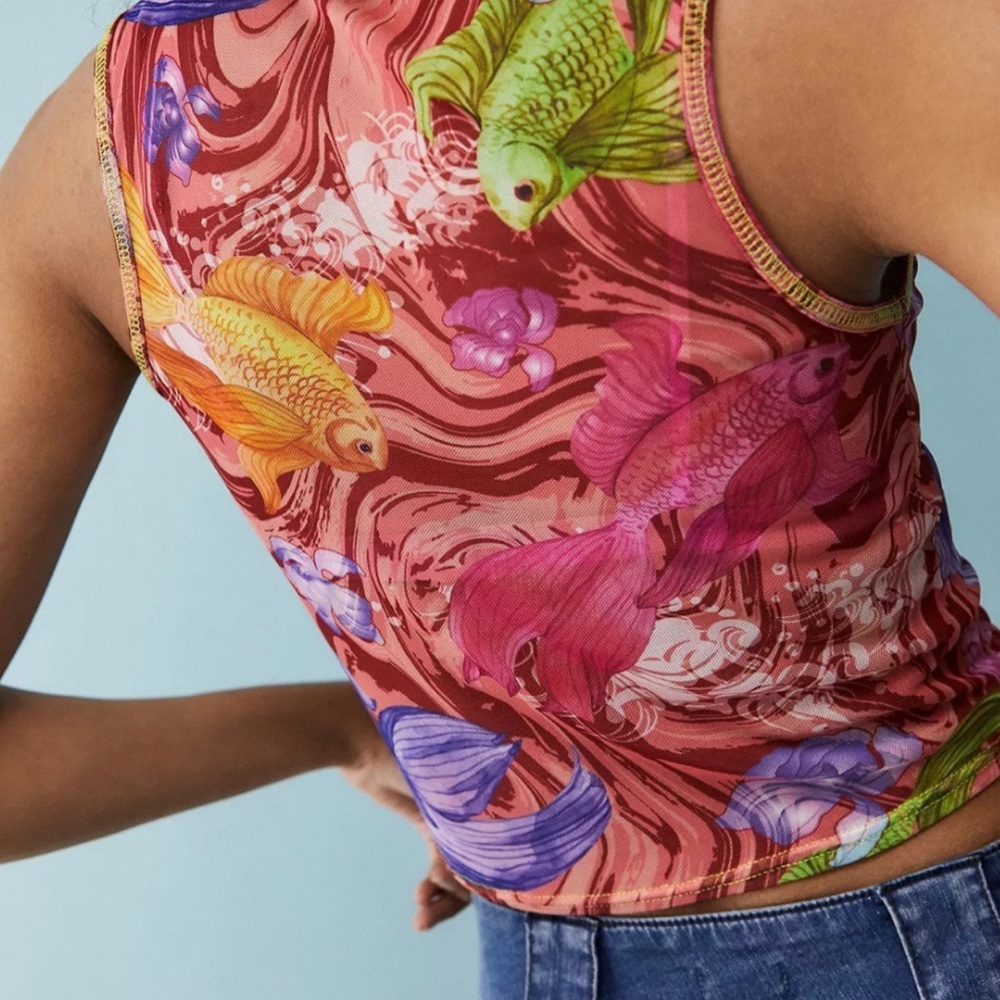 Urban Outfitters Koi pond mesh tank top